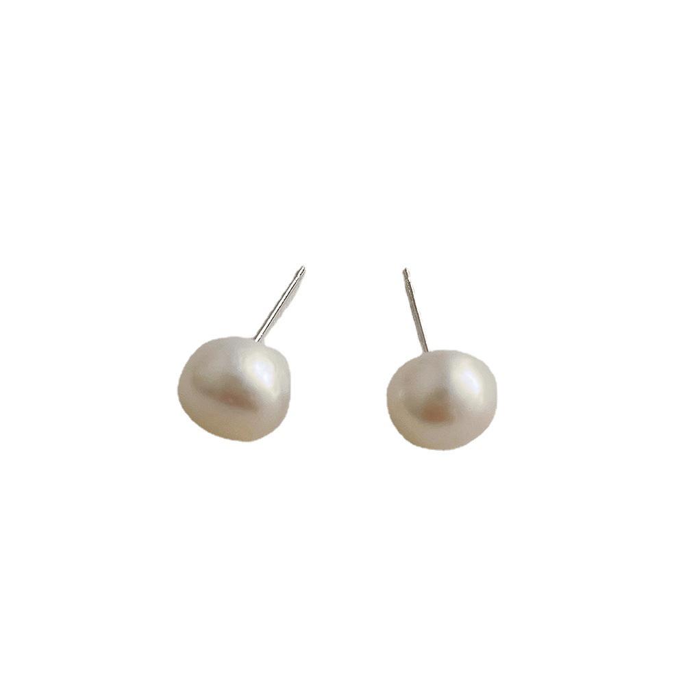 South Korea Dongdaemun Freshwater Pearl S925 Silver Earrings with Versatile, Temperament-Enhancing Design for Women