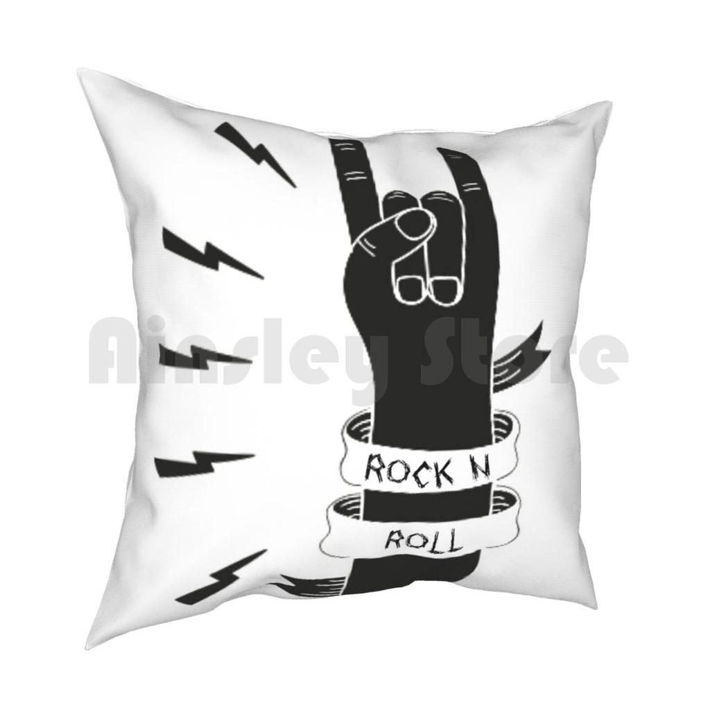 Rock N Roll Hand Design Pillow Case Printed Home Soft Throw Pillow And Roll Rocknroll Heavy Metal Music Bands