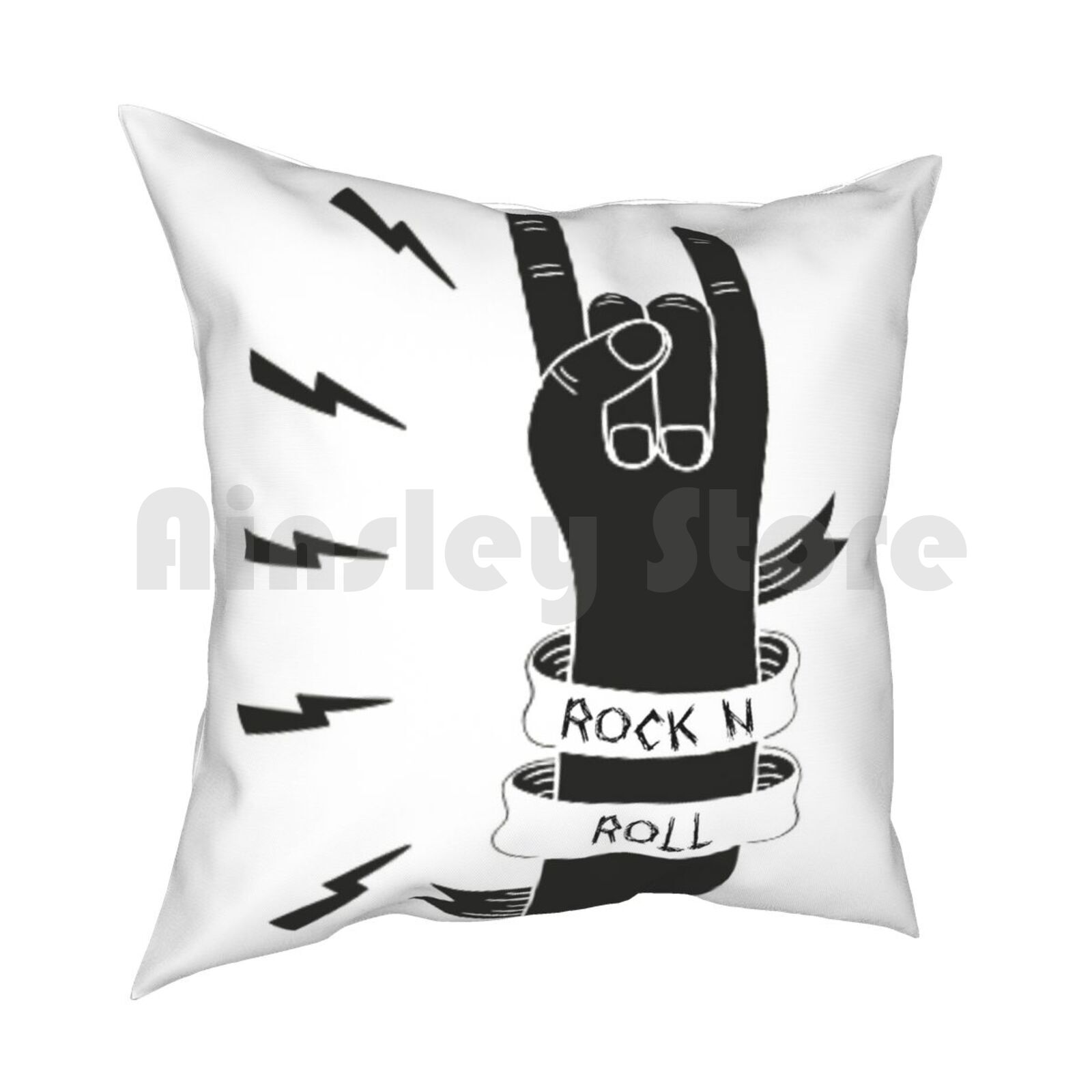 Rock N Roll Hand Design Pillow Case Printed Home Soft Throw Pillow And Roll Rocknroll Heavy Metal Music Bands 30x30cm 12x12in