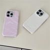 INS Cute Cream Satin Silk Marble Phone Case For iPhone 16 15 13 14 12 Pro Max Minimalist Lovely Girl Ladies Soft Leather Cover