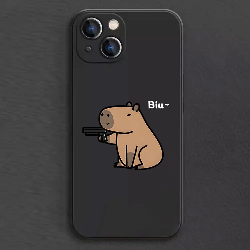 Soft Silicone Phone Case for IPhone 16 15 11 12 13 Pro Max Mini XS XR X 7 8 14 Plus Cartoon Animal Capybara Couple Paired Cover