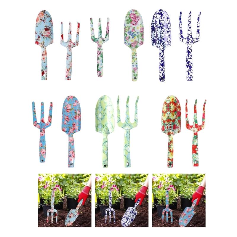 Stainless Steel Garden Tool for Women Floral Patterned Hand Trowel Fork Perfect for Mom  User Friendly Handle Hand Tool