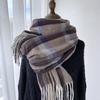 Plaid Scarf Women's Autumn and Winter New Korean Version Imitation Cashmere Medium and Long Warm Scarf European and American Fringed Shawl