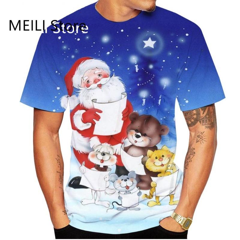 Christmas Men's T-Shirt 3D Print Casual Cartoon Short Sleeve Tee Shirts Fashion Tops Crew Neck Pullover Male Oversized Clothing