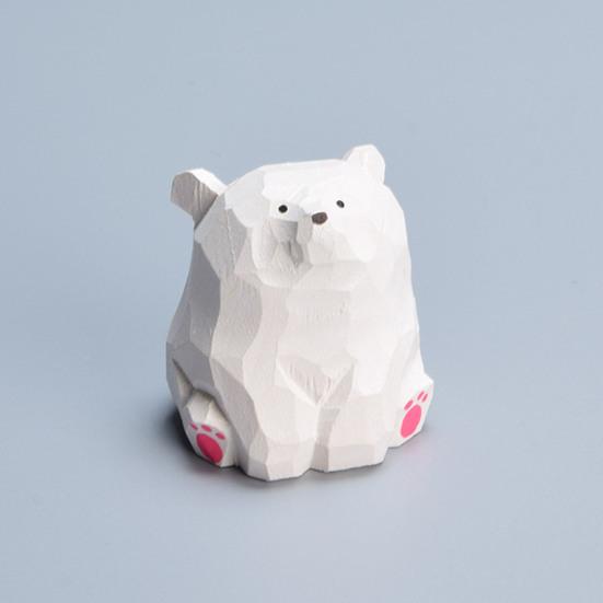 Dřevěná figurka medvěda Miniaturní soška medvěda Rustikální zvířecí stolní ozdoba pro ložnici dětský pokoj hernu