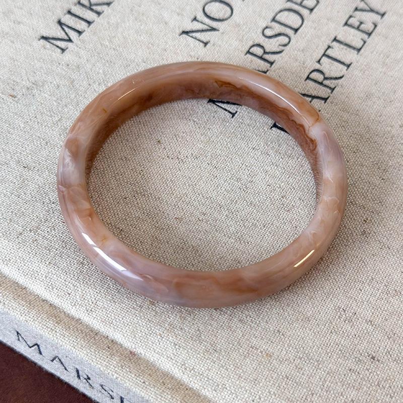 Fashion Wide Geometric Resin Beige Brown Coffee Bangles Irregular Chunky Bracelets Bangle Jewelry Gift for Women Girls