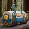 3D Quilted Travel Duffel Bag with Car Design Lightweight Portable Handheld Luggage Bag for Weekend Trips and Gym Use 16x8x8 Inches