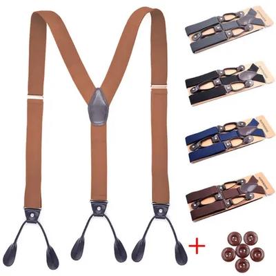 Men's Suspenders with 6 Protection Clips Elastic Adjustable Y-Back Clip-on Suspenders Trouser Braces Strap Belt