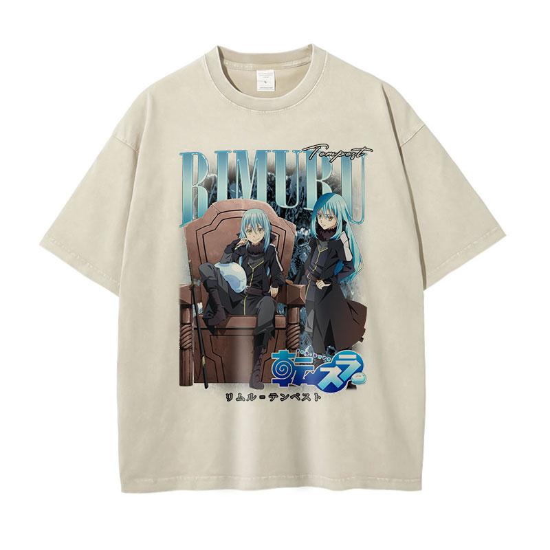 

Anime That Time I Got Reincarnated as a SSlime T Shirts Streetwear Vintage Washed Rimuru Tempest Tshirt Oversize Tops Tees Unisex 2XL