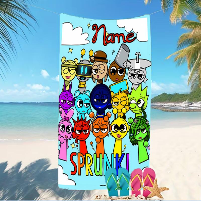 Customizable personalized beach towels Game Sprunki themed designs.Suitable for the beach, yoga, sports;ideal as beach accessories