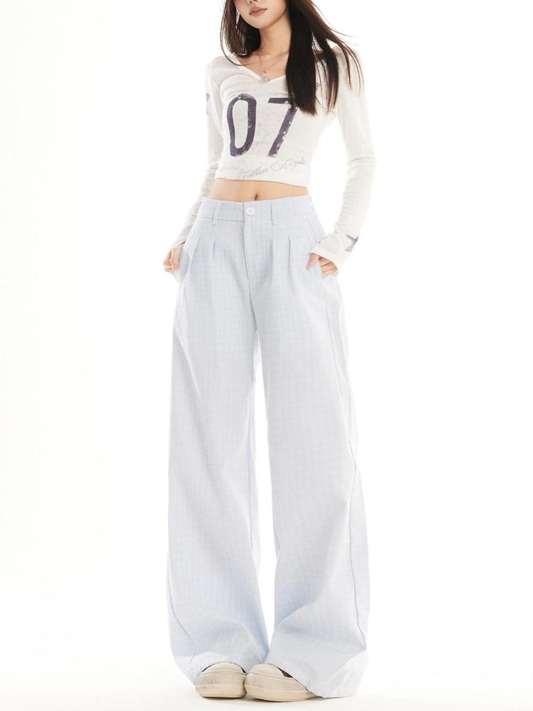 Women's High Waist Retro Plaid Casual Pants - Spring/Summer 2026 Collection