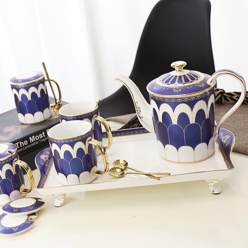 

Набор Нуосюань Нордик Фэн-шуй Чайный сервиз Кофейный сервиз Английский керамический чайный сервиз с чайным подносом ложкой чашка большой вместимости Flowers are like brocade