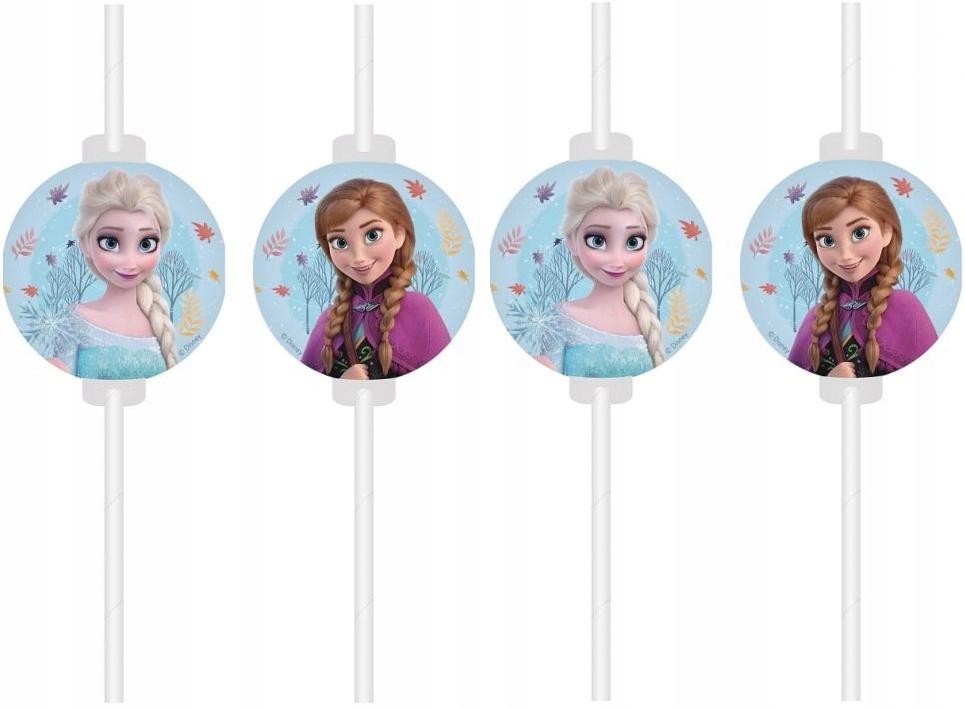 Rurki Słomki Z Medalionem Frozen Kraina Lodu Elsa Anna Urodziny Party 4Szt.