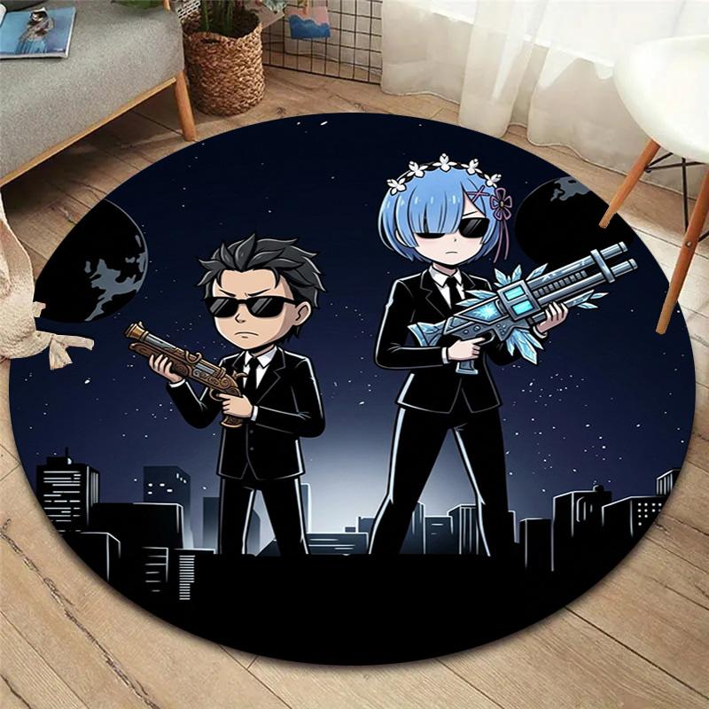 Re Zero Round Area Rug Carpet Rug For Living Room Bedroom Sofa Playroom Decor Nonslip Floor Mat