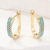1 Pair of  Exquisite Inlaid Synthetic Zircon Golden Plated Hoop Earrings for Women Classic Vintage Banquet Jewelry Crafts