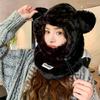 Fleece Thick Mask Scarf Integrated Cycling Warm Women's Scarf One-piece Plush Bear Ear Hat Men