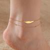 A Women's Summer Beach Feather Double-Layered Anklet with Beads, a Delicate and Stylish Accessory Suitable for Vacation and Everyday Wear