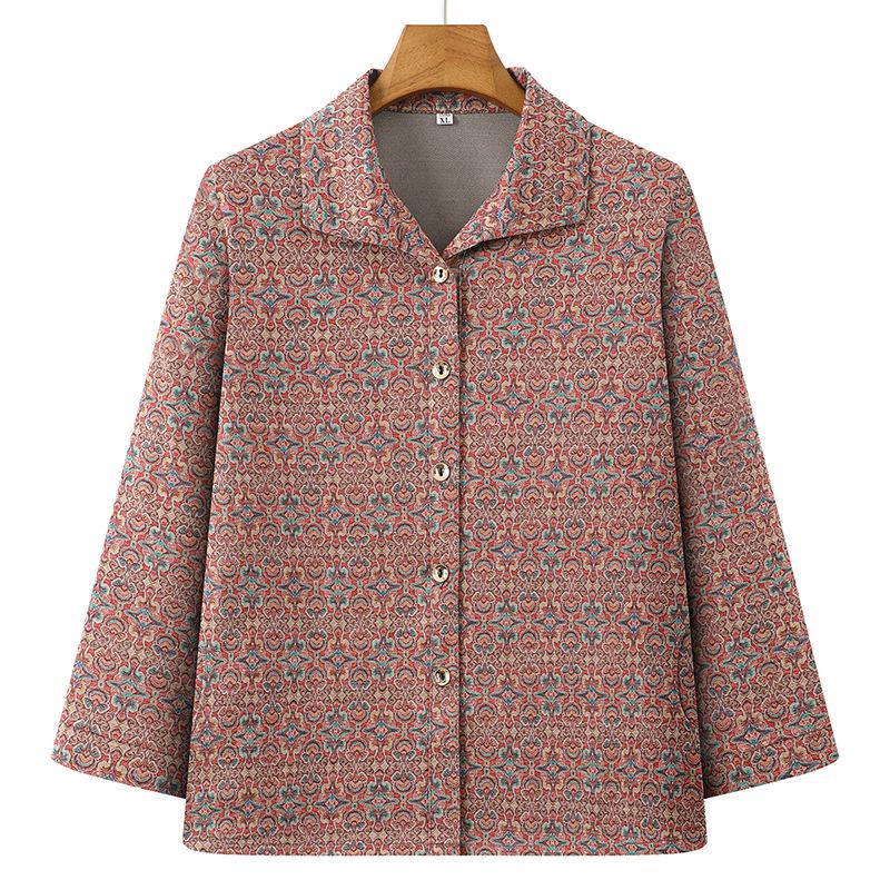 

Elderly Women s Spring Casual Long-Sleeve Shirt 2XL (Recommended: 52.5-60 kg) красный