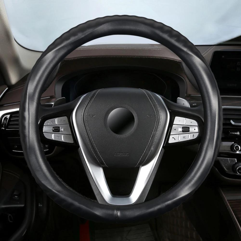 1 Artificial Lamb Skin Sense Three-dimensional Styling Sports Car Steering Wheel Cover Fits 14.5-15 Inches 37-38CM