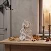 Creative Window Ornament Halloween Flame Ghost Figurine, 3D Printed Spooky Sculpture Fantasy Desktop Accessory with Pumpkins, Abstract Statue
