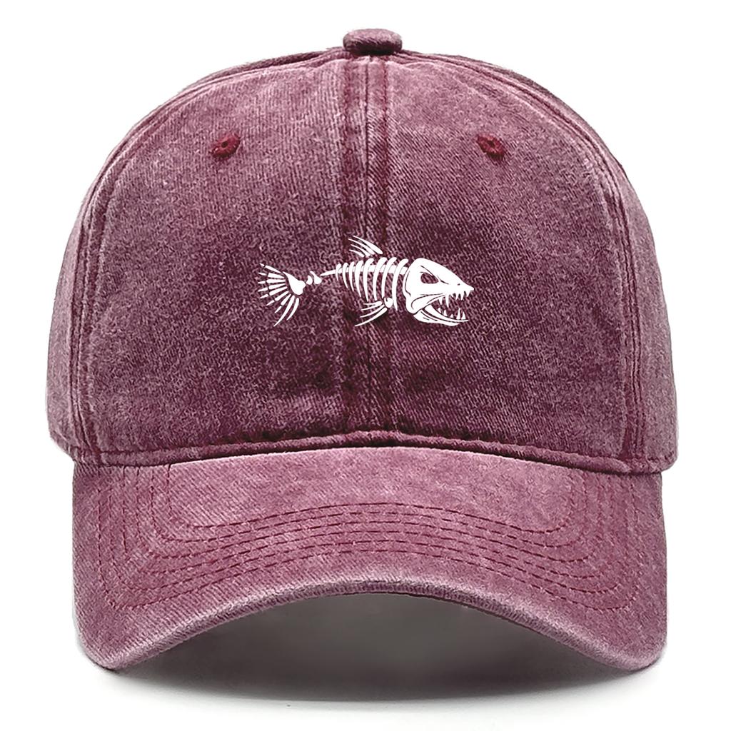Weißer Fischgräten-Print Verstellbare Retro-Baseballkappe Damenmütze Used-Look Mode Snapback-Kappen Ideale Wahl für Damen & Herren