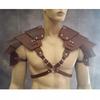 Mittelalterlicher Wikingerkrieger Schulterpanzer Gladiator Samurai Ritter Schulterplatten Gotisch Steampunk PU-Leder Gürtelpanzer Cosplay Kostüm