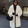 Medium To Long Synthetic Plush Suit Collar Faux Fur Jacket