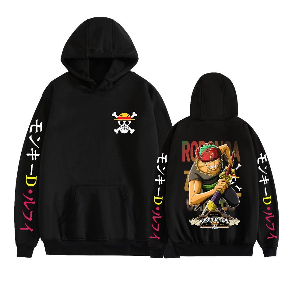 Unisex Cosplay Hoodie Pullover Women Men ONE PIECE Anime Hooded Cosplay Cartoon Sweatshirt Costume XS чёрный