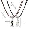 2pcs Heart Cross Cat Pendant Necklace Couple Black Rope Choker Necklace Jewelry