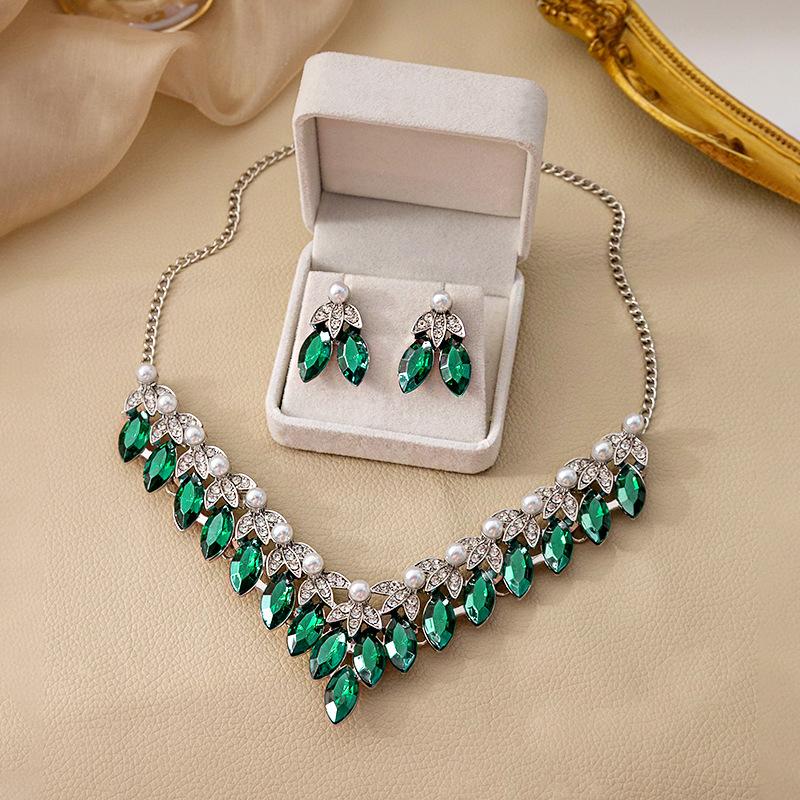 Ретро Преувеличенный Набор Украшений, Элегантность Роскошь Ужин Капля Воды Ожерелье Свадебные Аксессуары Жемчужные Серьги Женщины