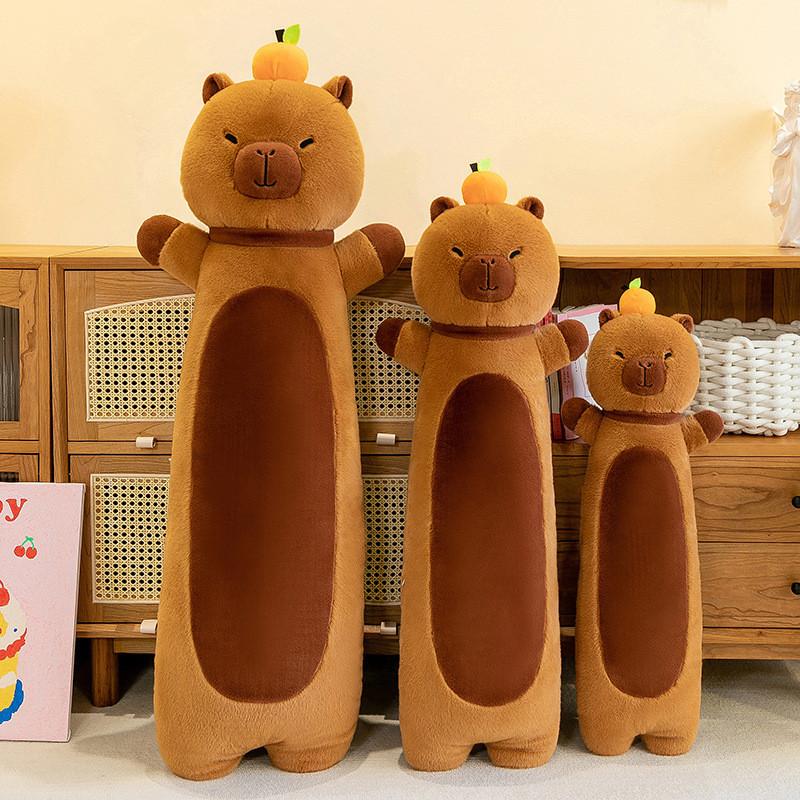 Topped Orange Long Strip Capybara Plush Toy Cute Doll Girl Kid Gift Birthday