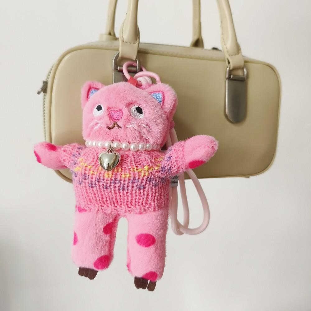 15cm Kawaii Katze Plüsch Schlüsselanhänger Rosa Katze Plüsch Anhänger Tiere Puppe Schlüsselanhänger Auto Schlüssel Dekorationen Puppen Mädchen Frauen Tasche Zubehör