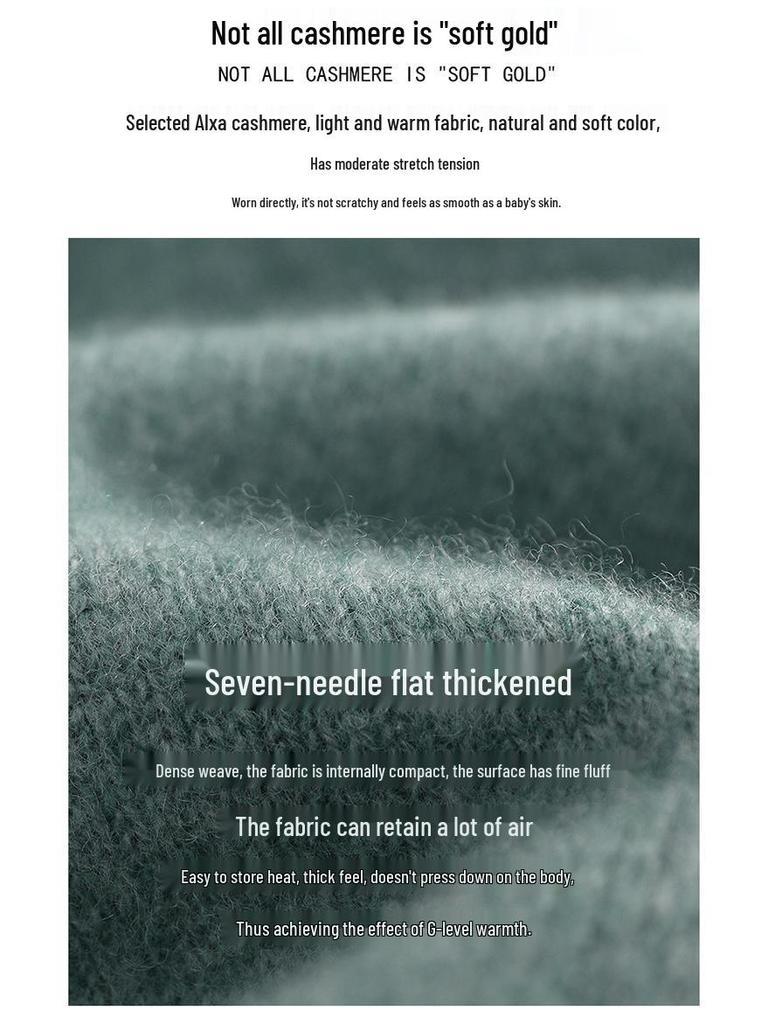 Men's Double-Thick Lamb Cashmere Sweater, Solid Color, Round Neck, Autumn/Winter Base Layer.