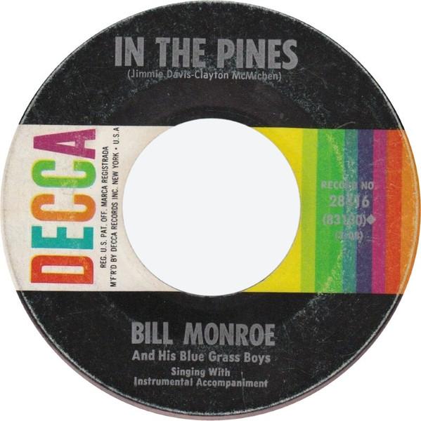 

7inch Record BILL MONROE HIS BLUE GRASS BOYS Footprints In The Snow In The Pin 28416 Decca US CountryFolk Used