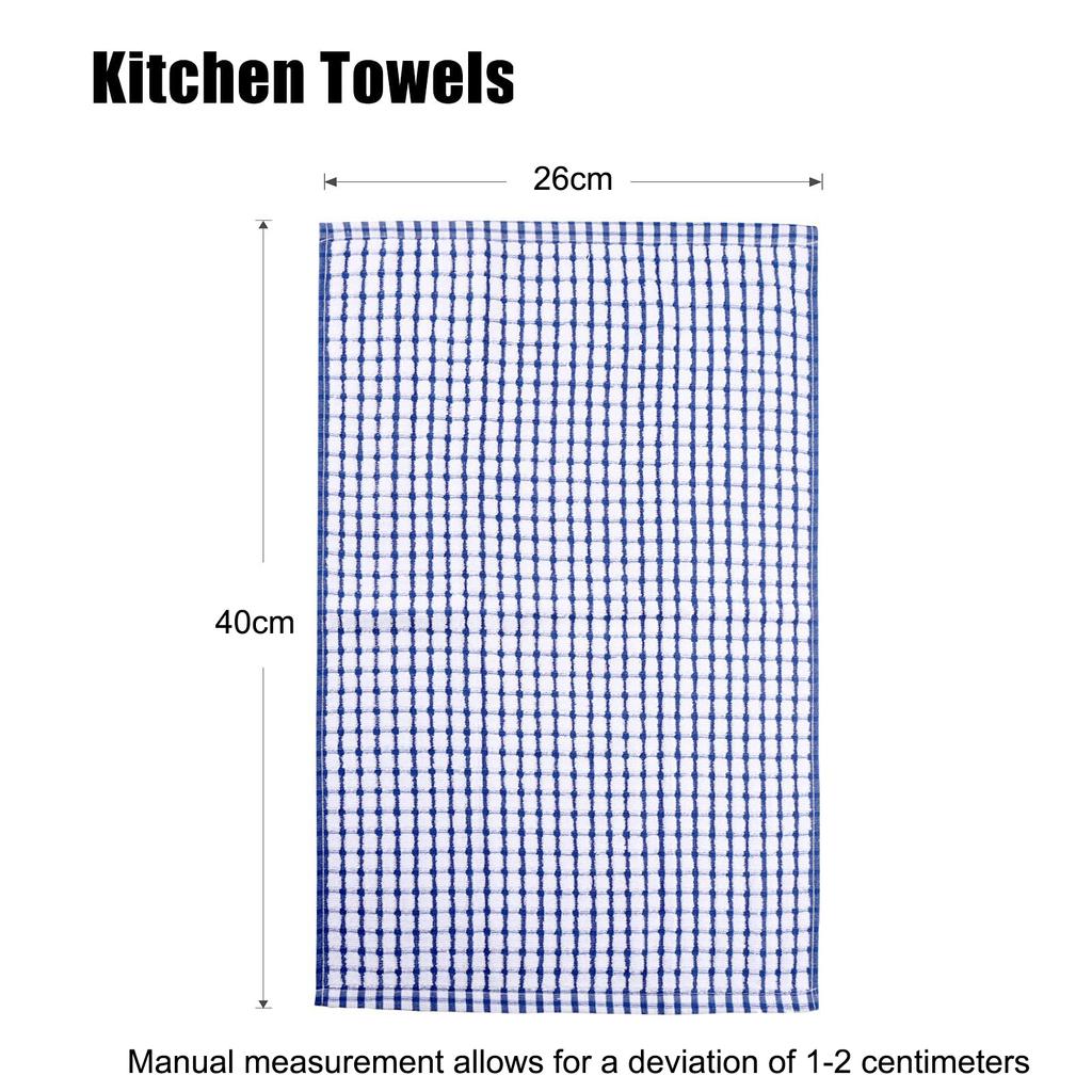 6Pcs 26x40cm Cotton Kitchen Tea Towels Absorbent Lint Free Catering Restaurant Plaid Cloth Dish Towels