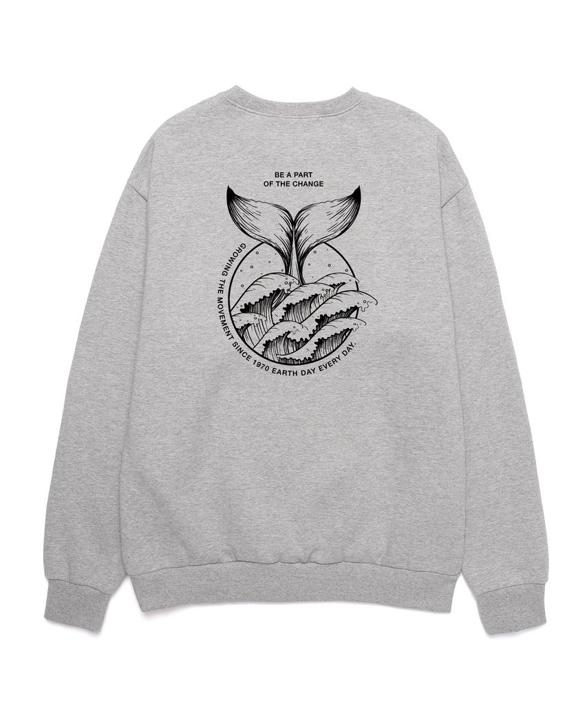 VANNWORKS Earth Day Ever Day Oversized Sweatshirt ((Vls0005) Melange Grey (A Type)