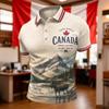Men's Soccer Fan Polo Shirt Canada Themed Short Sleeve Breathable Mesh Fabric Lightweight Comfortable Fit Collar Buttoned Front