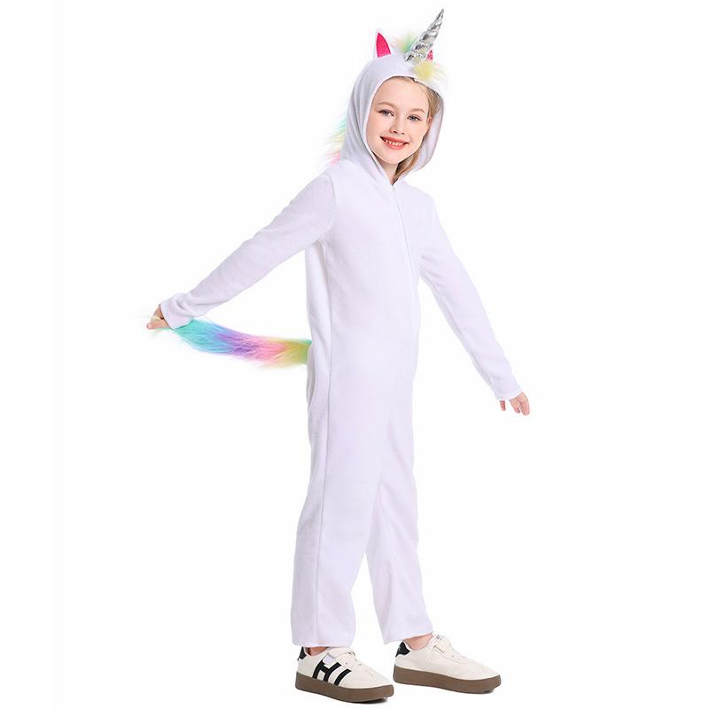 Rainbow Elf Unicorn Cosplay Costume for Children Girls Boys Stage Outfit Kids Halloween Festival Party Dress Up Jumpsuit Pajamas