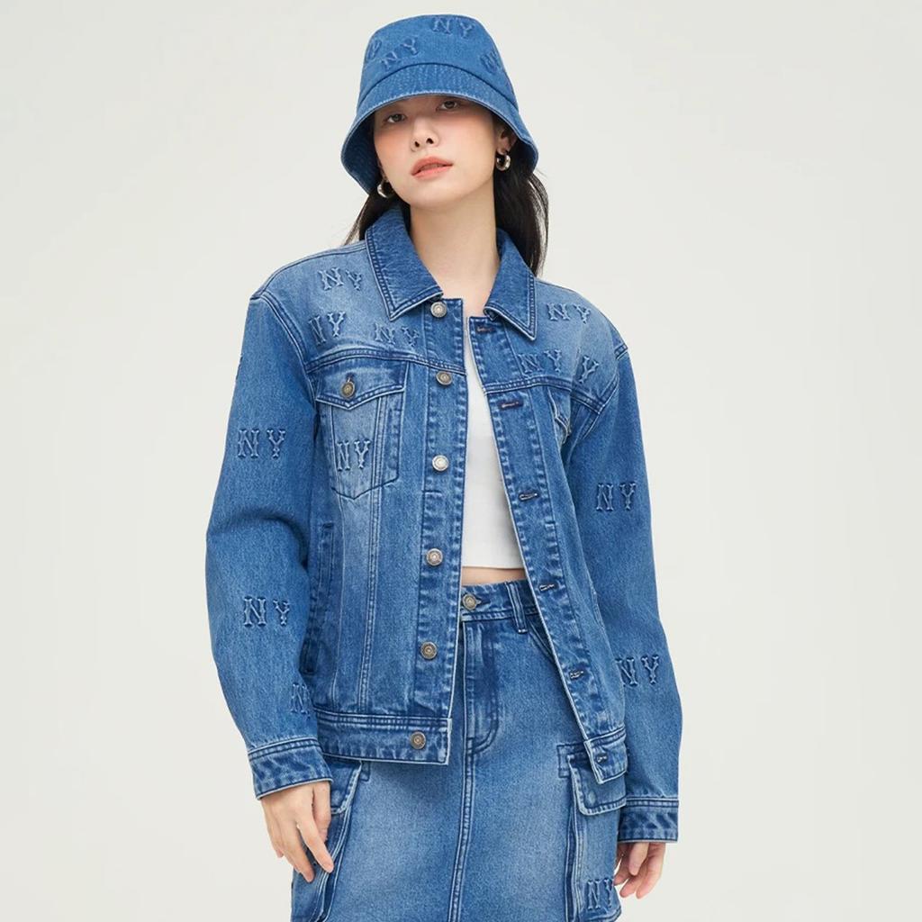 New MLB New York Yankees MONOGRAM Monogram Collection 24FW Denim Jacket Unisex Indigo 3ADKM0444-50INS