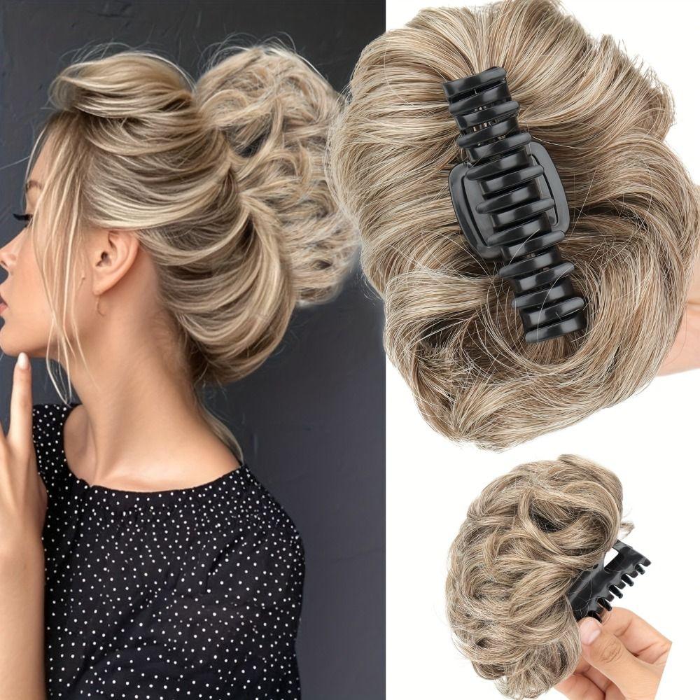 Updo Synthetic Wavy Hair Bun Hair Extensions Claw Clip On Donut Chignon  for Women Girls