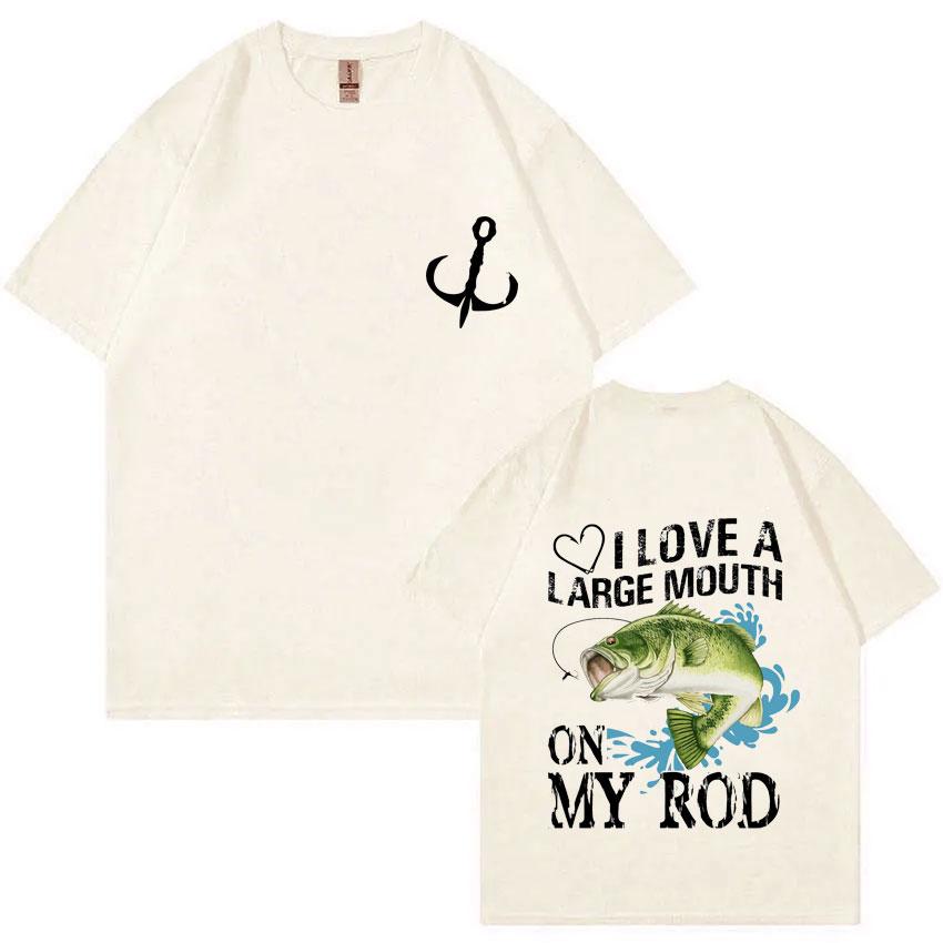I Love Large Mouth On My Rod Fish Graphic Tshirt Summer Men Women Casual Funny T-shirt Male Cotton Oversized Tops Fishing Lovers