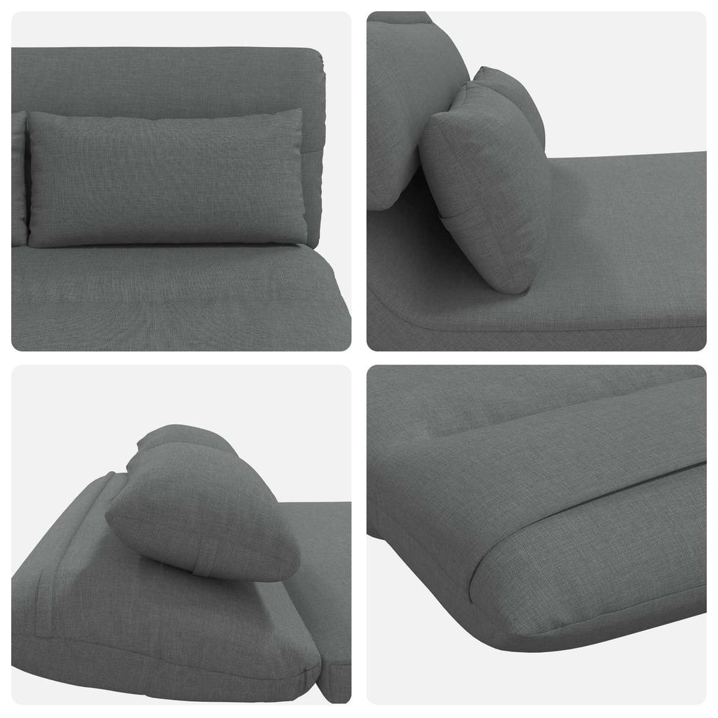 Adjustable Floor Footstool Dark Grey Fabric