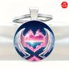 Angel Wings Heart Marine Pattern Glass Alloy Keychain Gift For Teenagers And Party Events