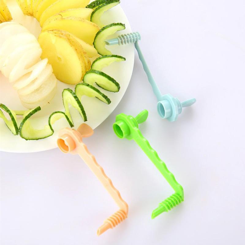 3 String Rotate Potato Slicer Stainless Steel +Plastic Twisted Potato Slice Cutter Spiral DIY Manual Creative Kitchen Gadgets