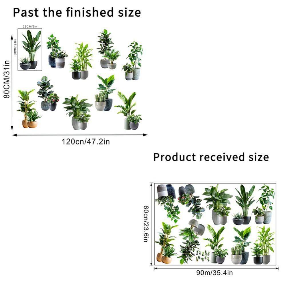 Self-Adhesive Plant Bonsai Wall Stickers Large Size Wall Mural Green Plants Wallpaper Living Room