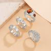 Fashionable Sturdy Metal Geometric Rings Set with Stylish Gemstones Portable for Fashion Women Ladies Casual Wear