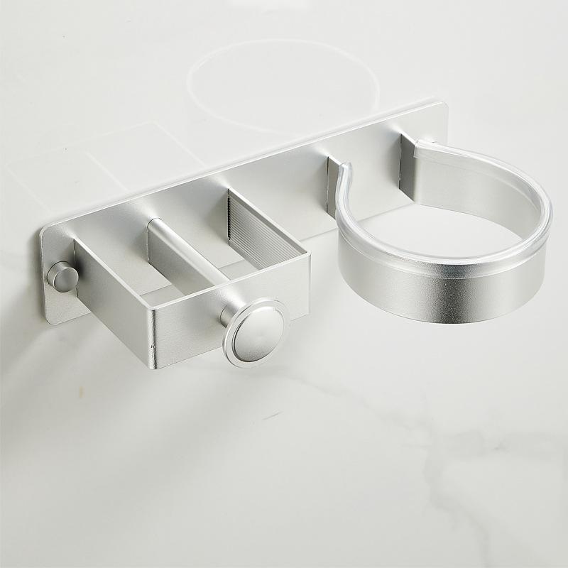 Wall-Mounted Hair Dryer & Curling Iron Holder with No-Punch Straightener and Ironing Board Rack