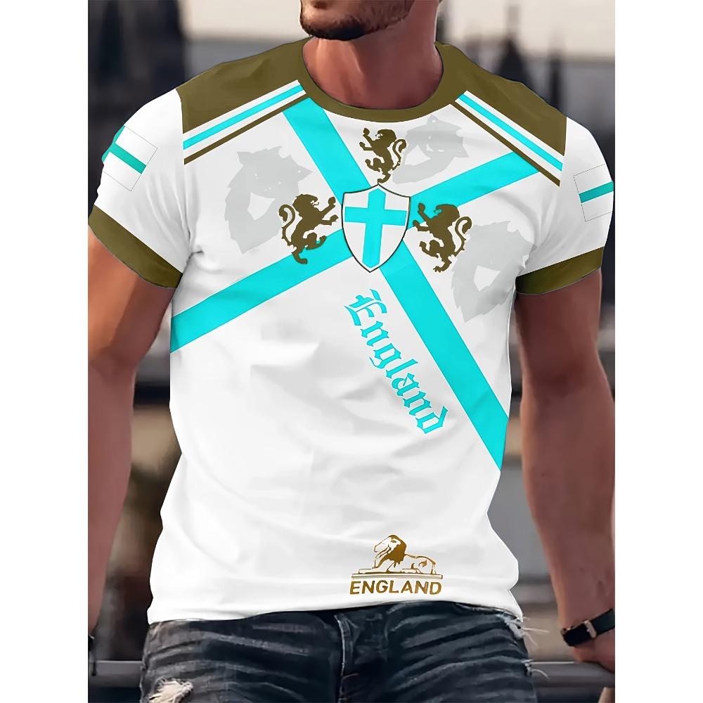 Summer Men's 3D Printing England Flag Graphic Quick-drying T-shirts Comfortable Short-sleeved Tops