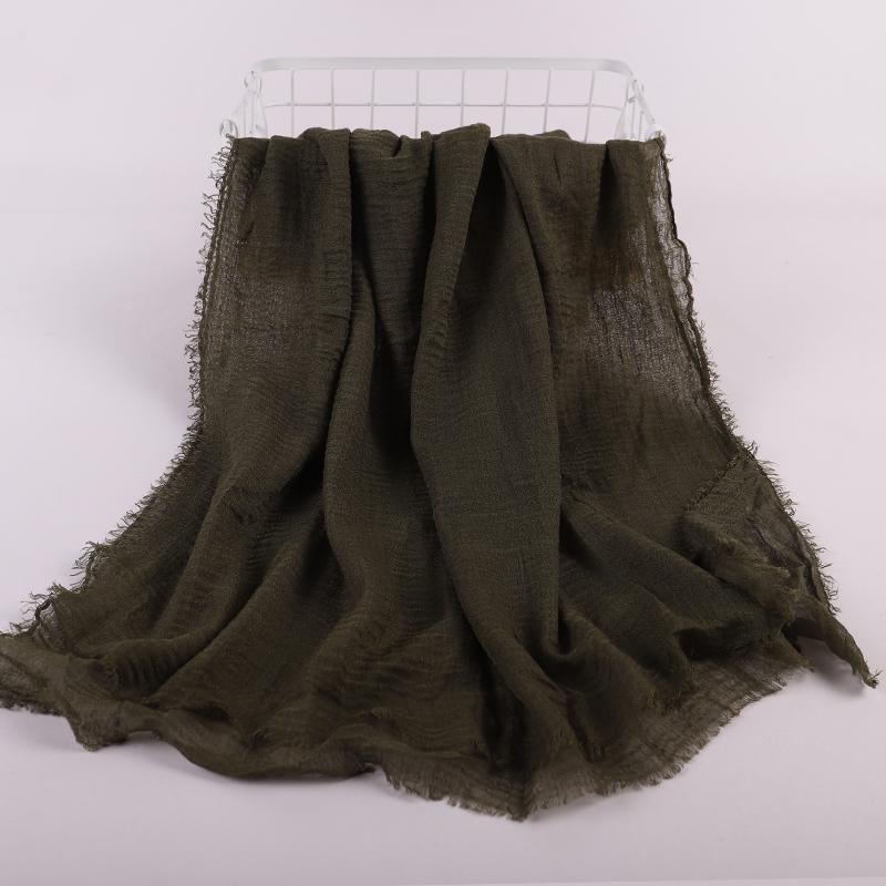 Ramadan Cotton Crinkle Headband Veil Scarves Women Solid Color  Head Wraps Long Scarves Turban Headband Muslim Fashion Headscarf