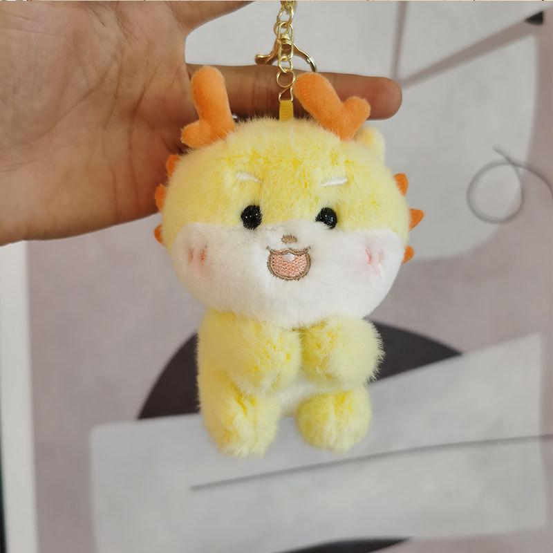

Plush Lovable Dragon Keychain Fluffy Stuffed Animal Decoration Backpack жовтий